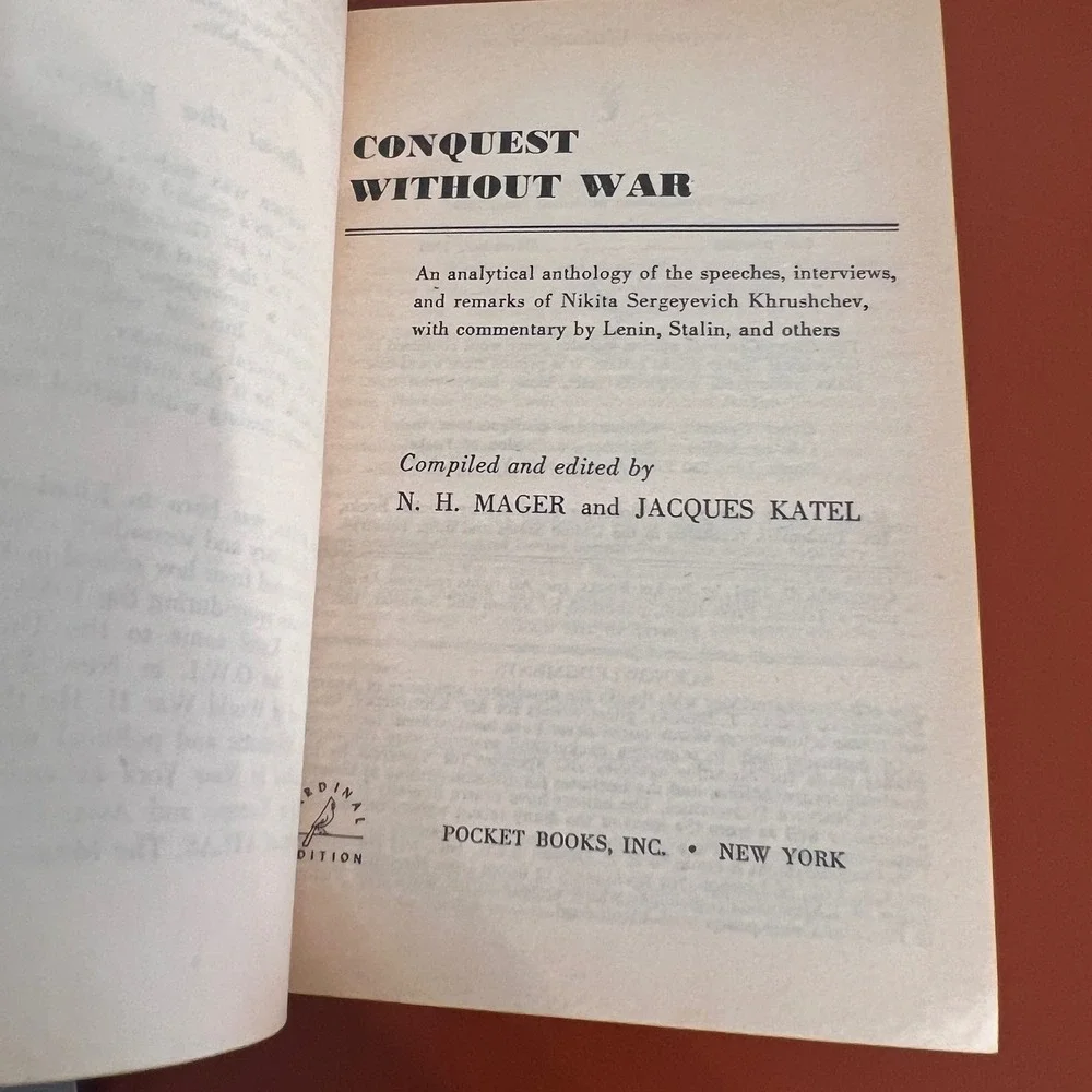 Conquest Without War Nikita Khrushchev‎ 1961 Pocket Books Giant Cardinal GC-137